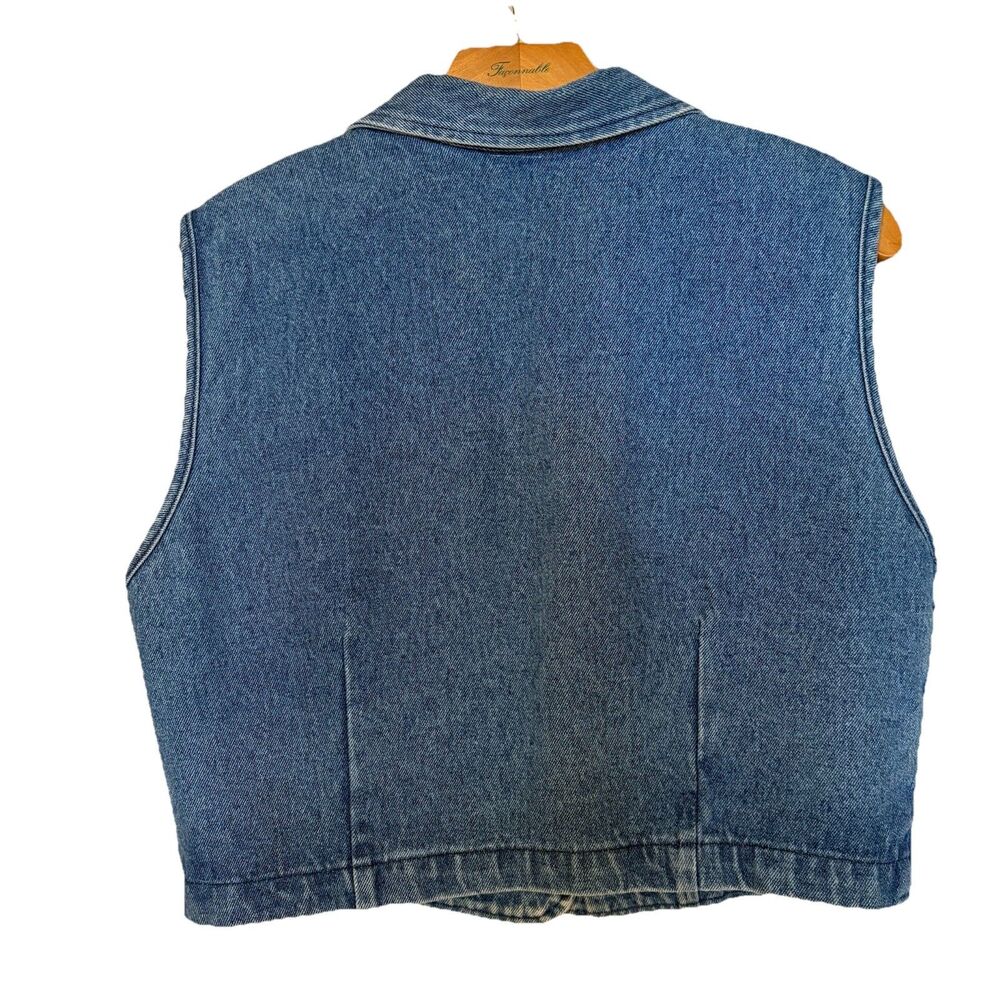 Apache West Wanted Threads Vintage Denim Jean Embroidered Cropped Vest, SZ Large - Picture 2 of 10
